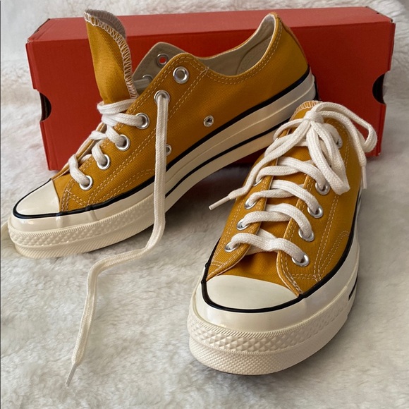 Converse Yellow and White Women's Sneakers - Picture 9 of 11